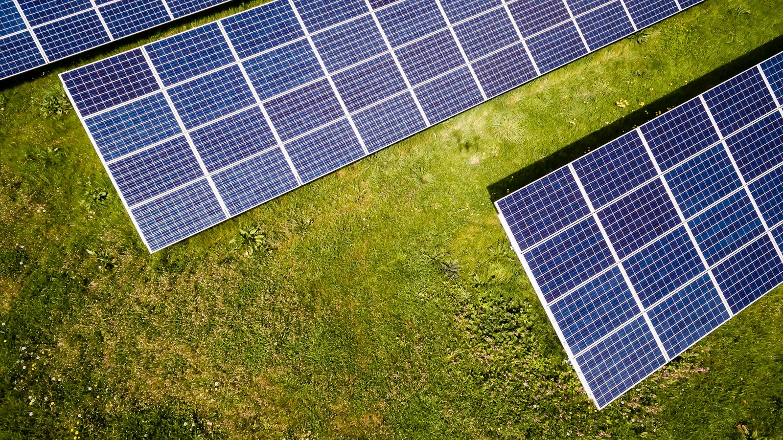 Painéis solares em campo aberto